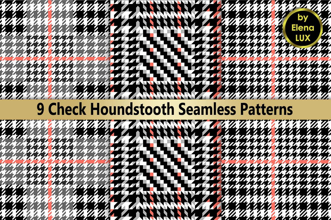 Houndstooth Seamless Pattern Set example image 1