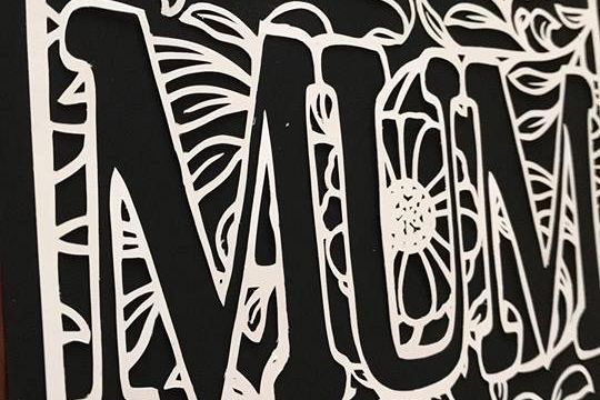 Set of 3 MAM, MOM & MUM floral square papercutting template example image 1
