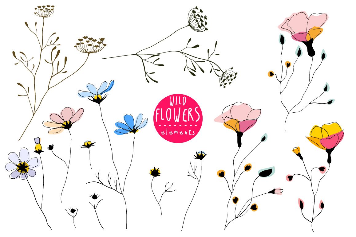 Wild Flowers Elements and Patterns example image 1