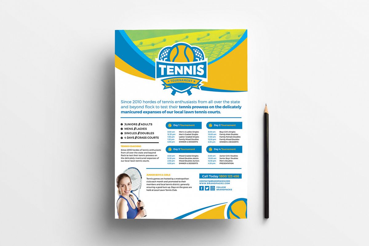 A4 Tennis Tournament Poster Template example image 1