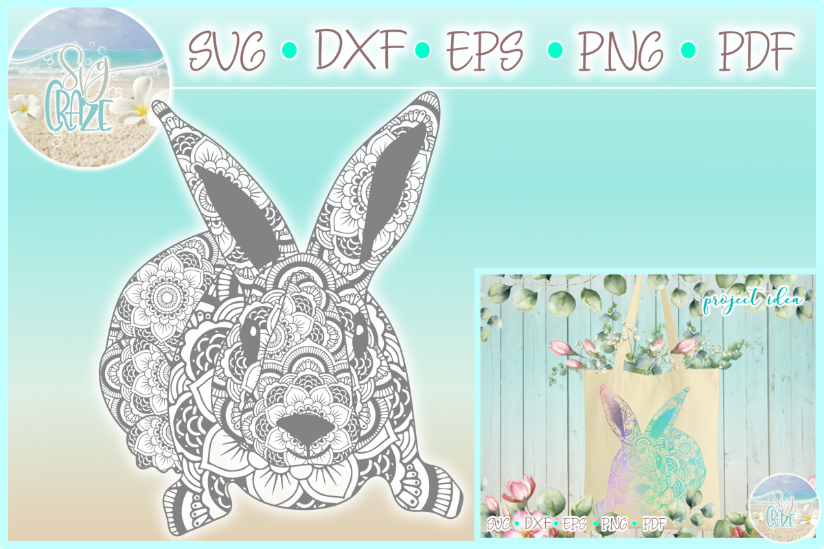 Download Easter Bunny Mandala Zentangle Svg Dxf Eps Png Pdf Files ...