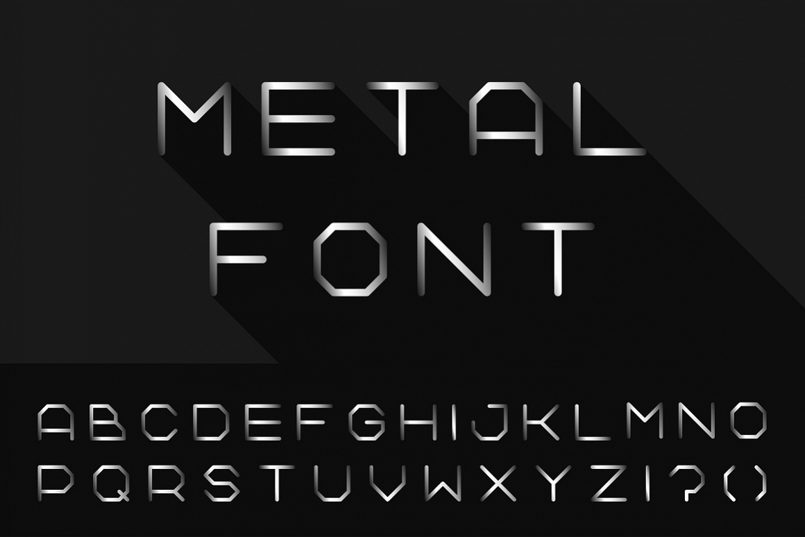 Metal font. Iron english alphabet example image 1