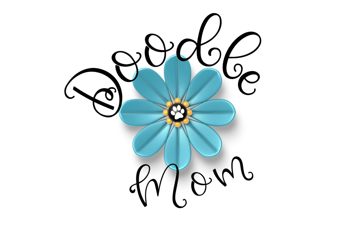 Doodle Mom With Blue Flower Dog Paw PNG Transparent example image 1
