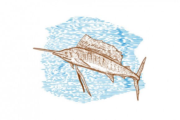 Sailfish Fish Jumping Sketch example image 1