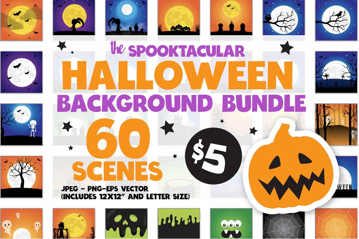 60 SCENES/BACKGROUNDS - Halloween Unicorn Bundle - 98OFF example image 1