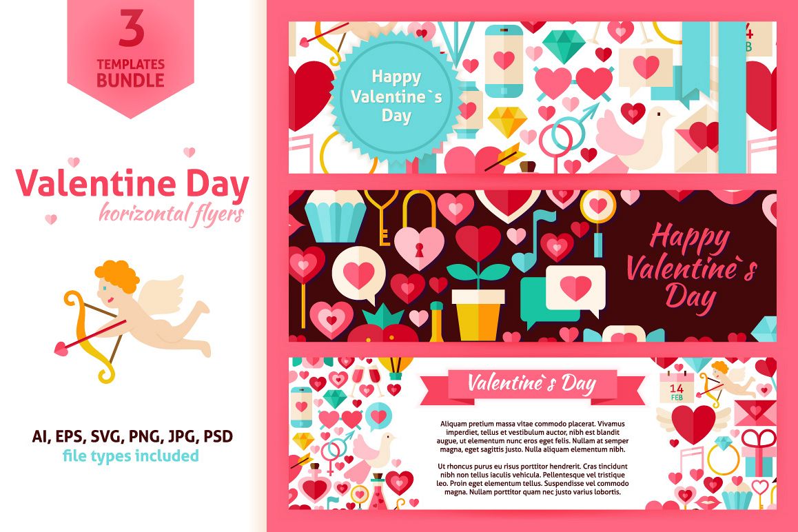 Valentine Day Horizontal Flyers example image 1