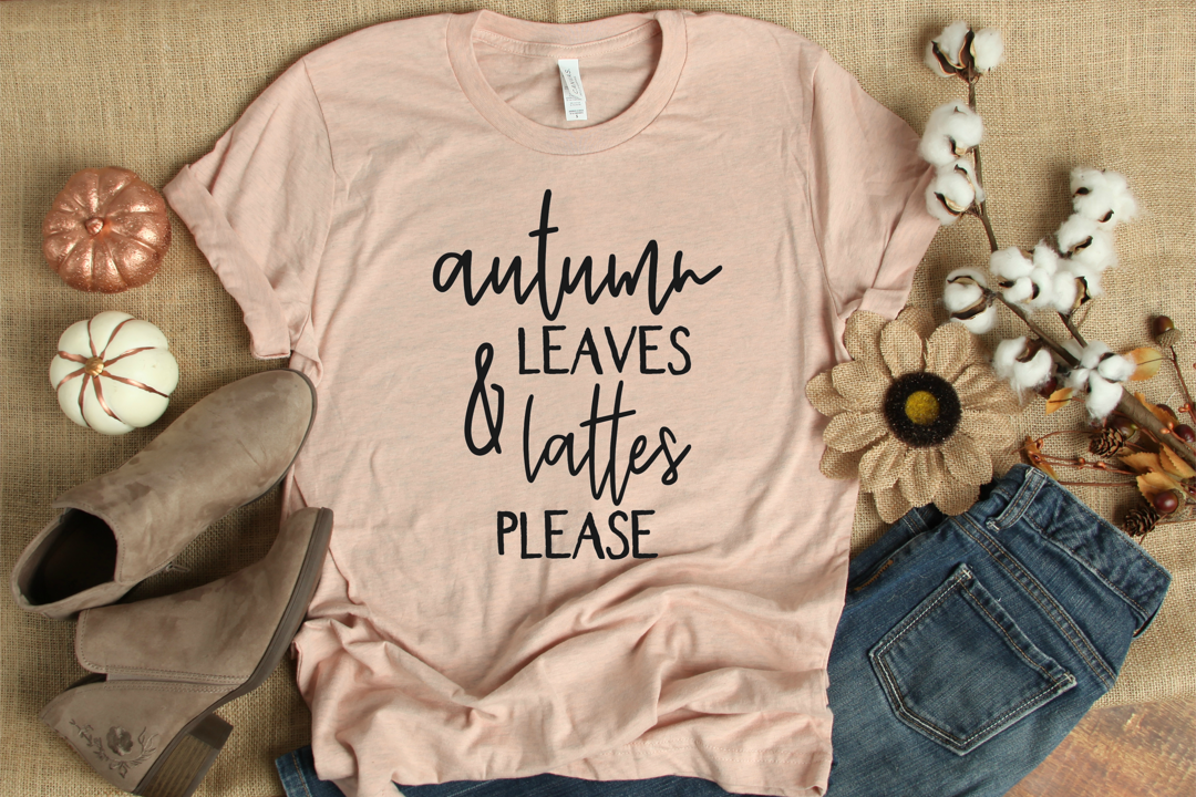 Autumn Leaves & Lattes Please Fall SVG Digital Cut File example image 1