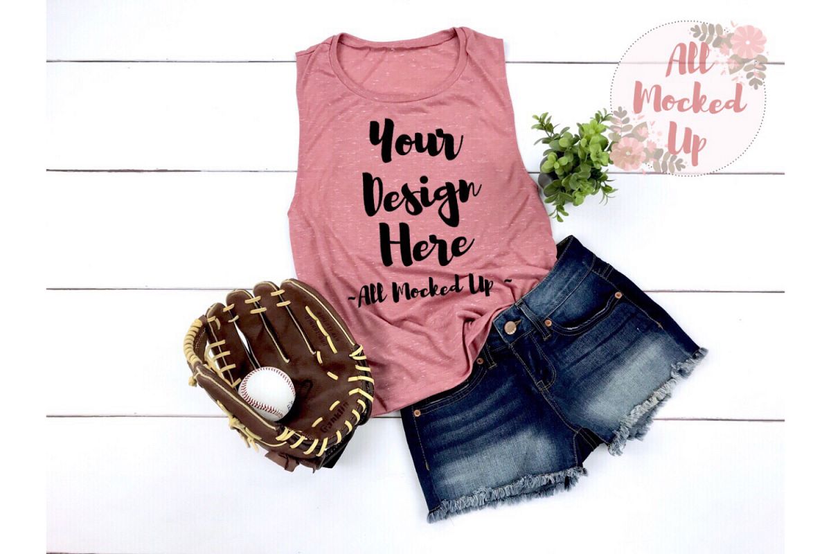 Bella Canvas 8803 MAUVE Muscle Tank Baseball Mock Up 3/19 example image 1