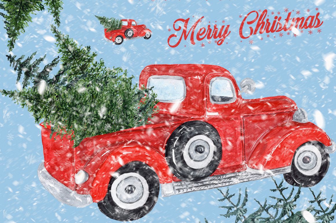 Watercolor Christmas clipart example image 1