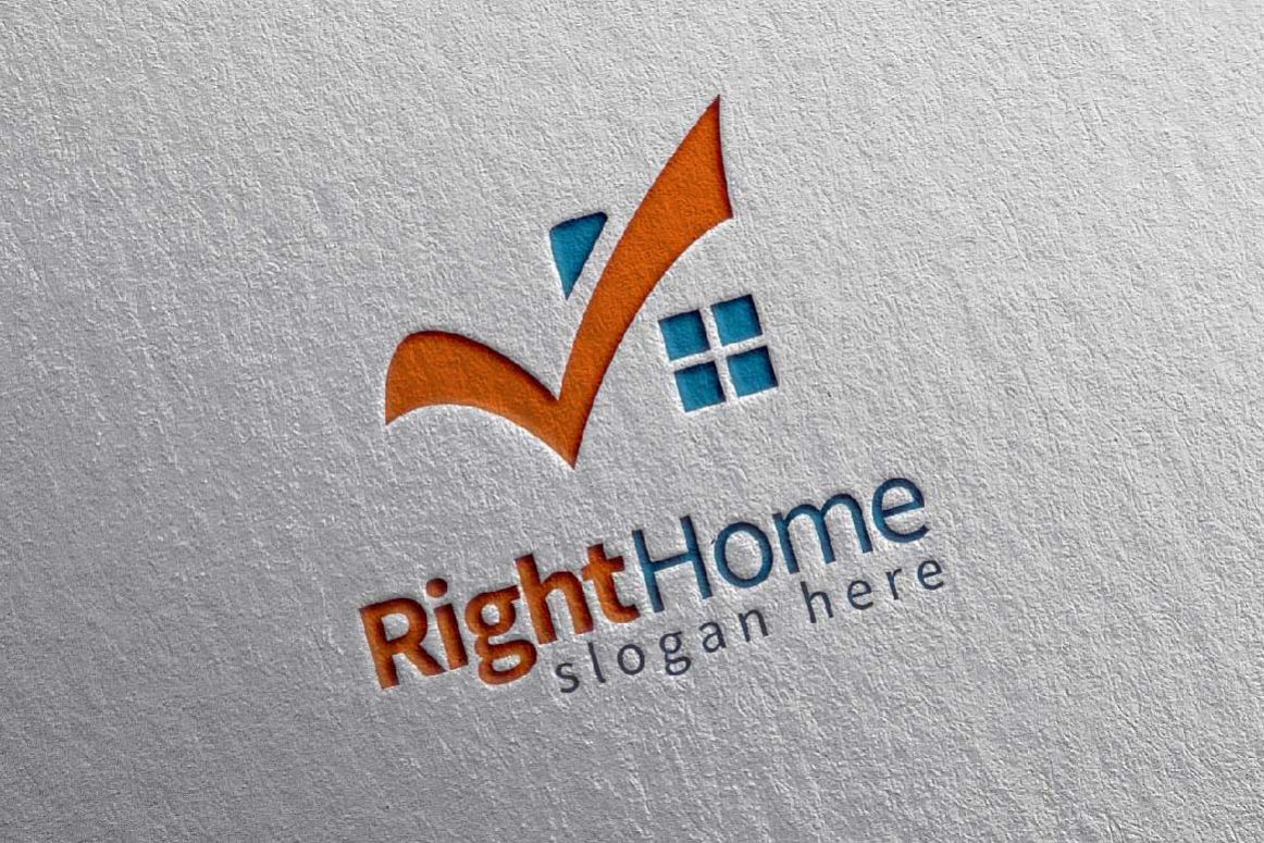 Real estate logo,check home, house logo example image 1