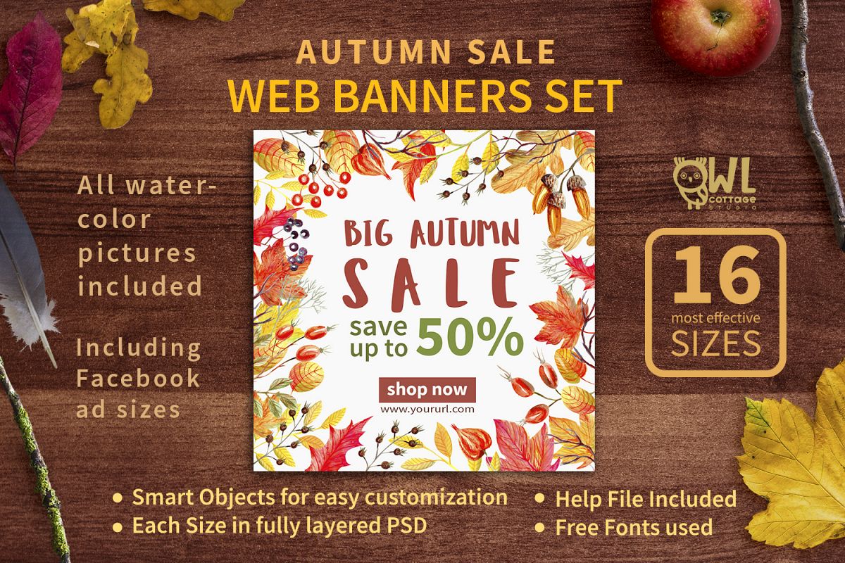Autumn Sale Web Banners Set example image 1