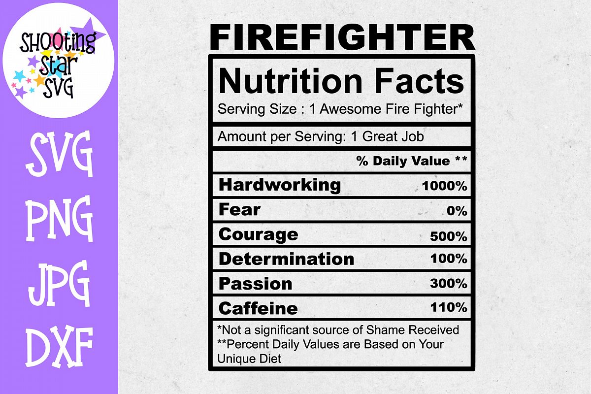 Firefighter Nutrition Facts SVG Firefighter SVG