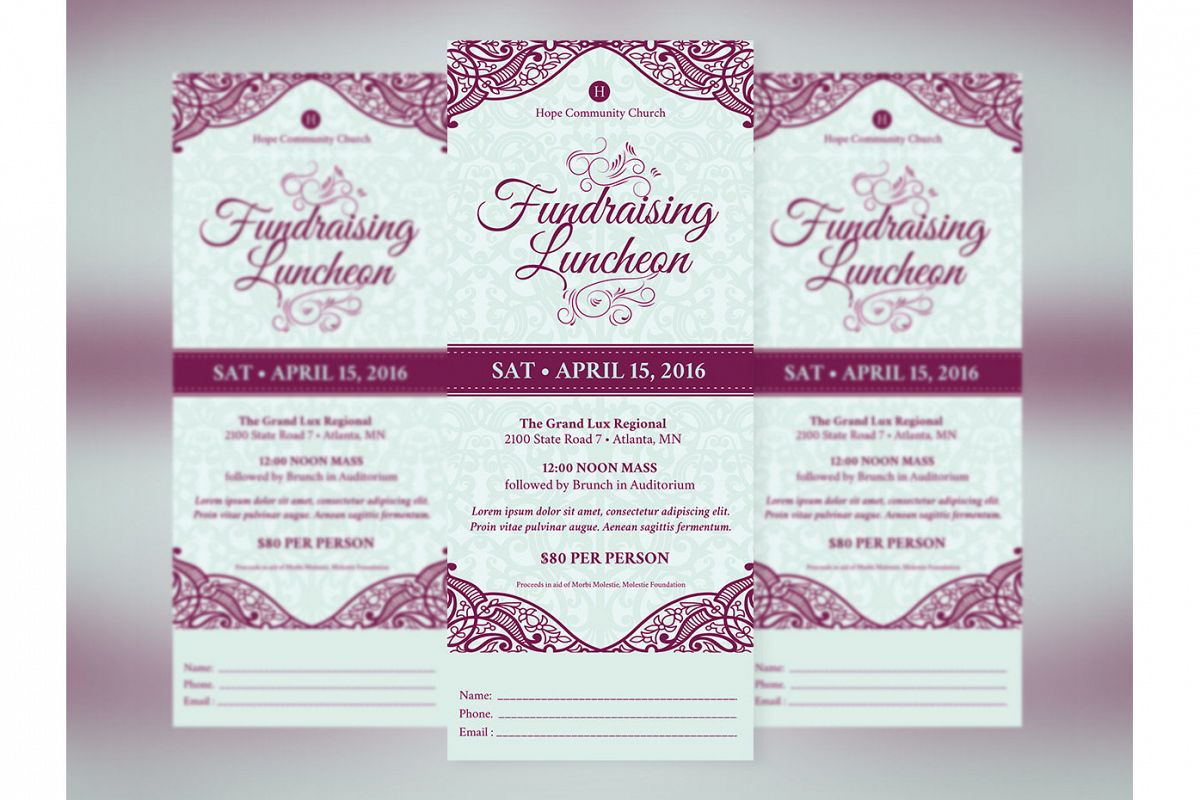 fundraising luncheon ticket template 4319 card making design bundles