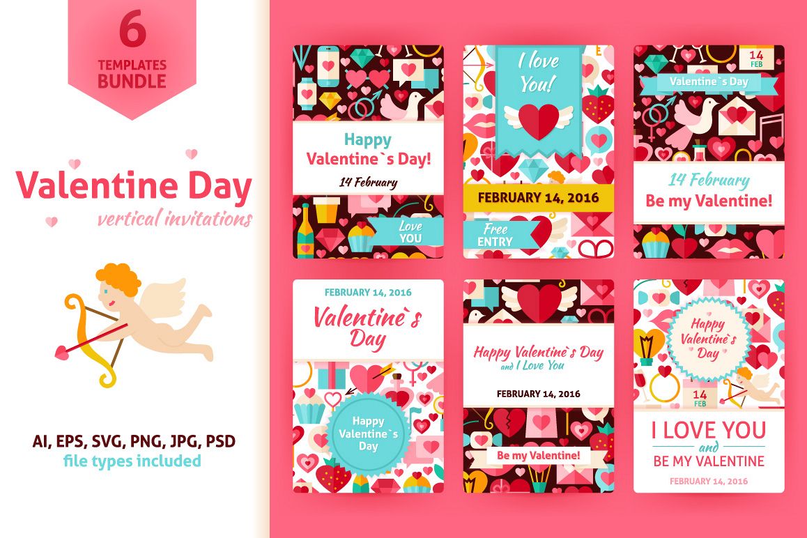 Valentine Day Vertical Invitations example image 1