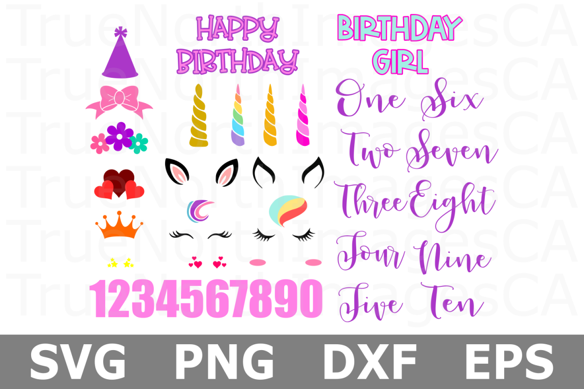 Download Unicorn Birthday Bundle - A Kids SVG Cut File (250333 ...