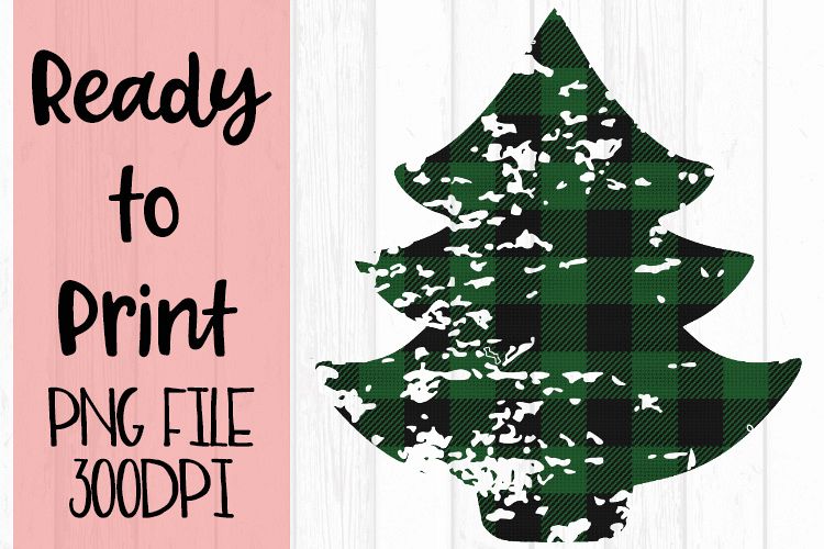 Green Buffalo Plaid Tree Ready to Print example image 1