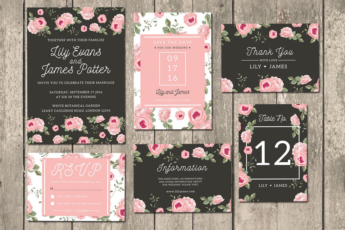 Floral Wedding Invitation Suite example image 1