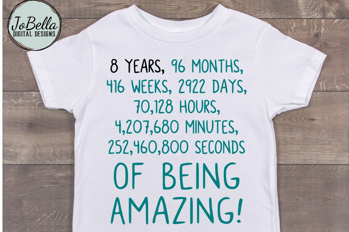 Eighth Birthday SVG and Sublimation PNG example image 1
