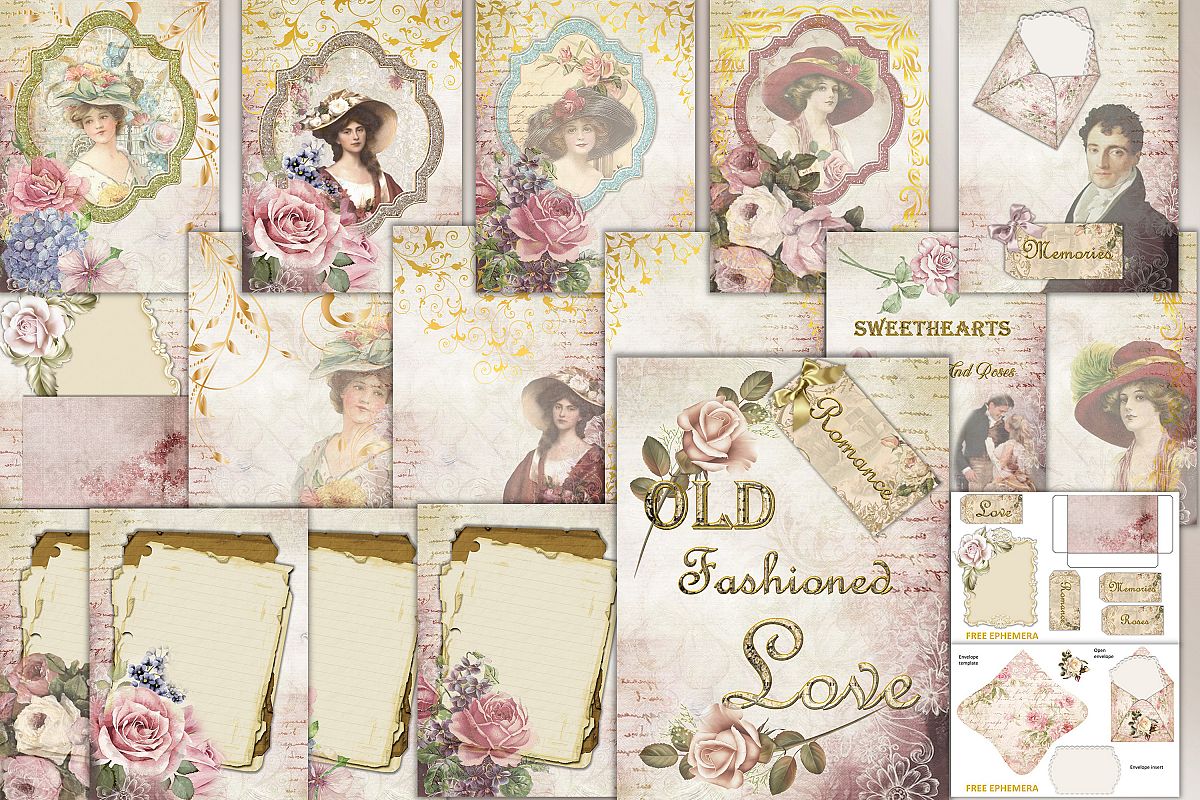 Printable Journaling Kit Victorian with FREE EPHEMERA cu example image 1