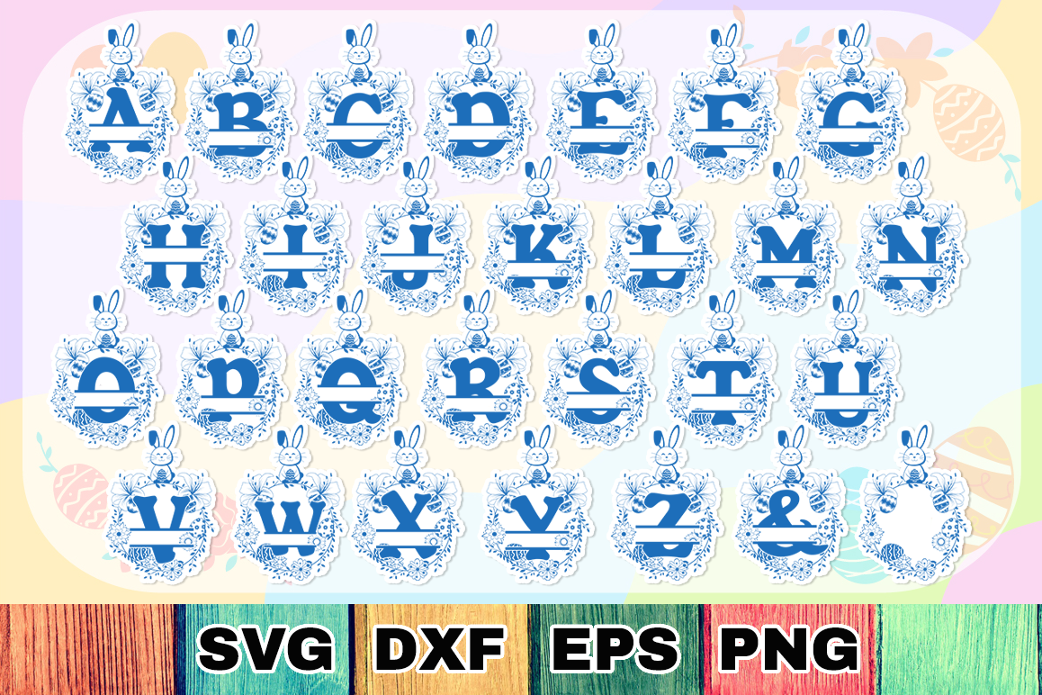Easter Split Monogram Font SVG Cut Files Pack example image 1