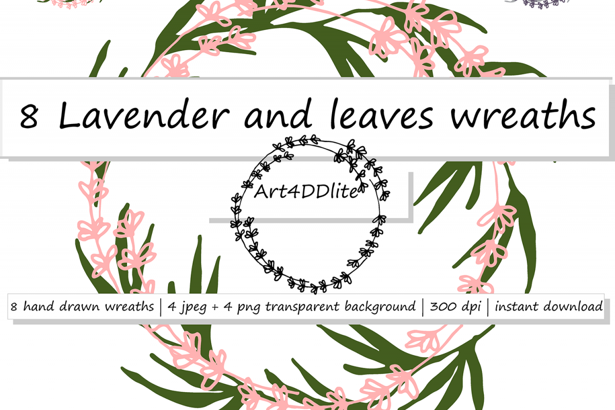8 Lavender and Leaves Wreaths example image 1