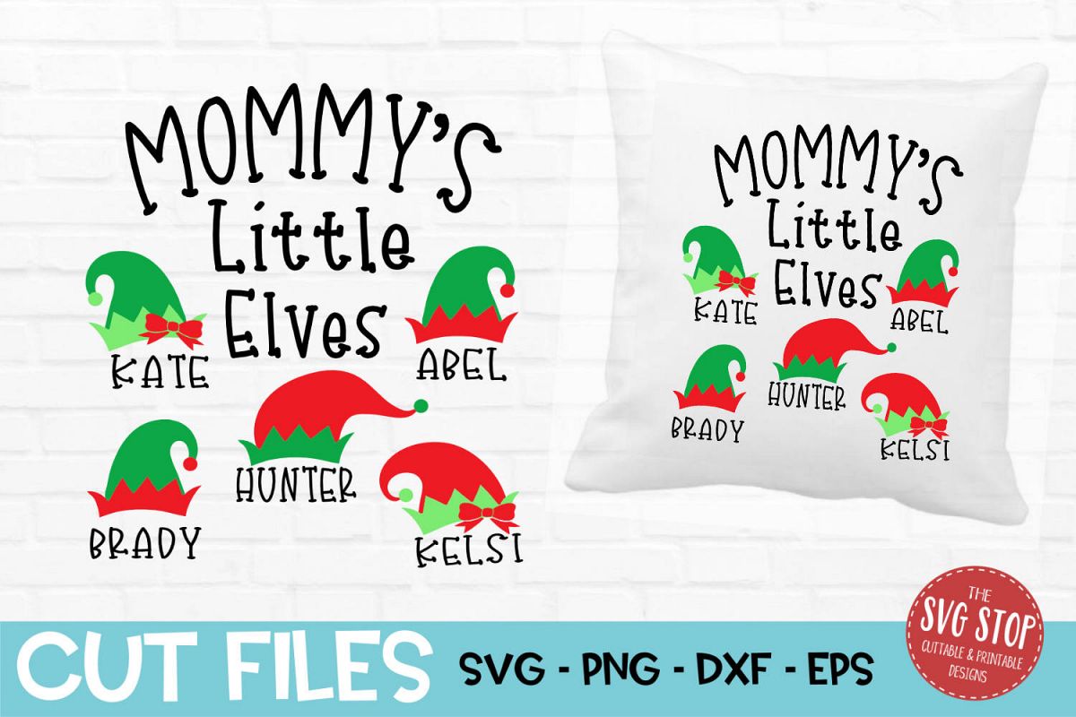 Mommy Little Elves Christmas SVG, PNG, DXF, EPS example image 1