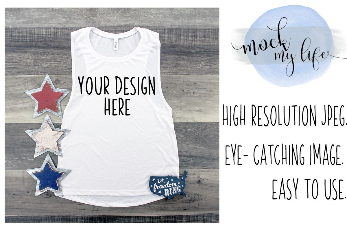 Bella Canvas Mockup / Patriotic Flat Lay / Independence Day example image 1