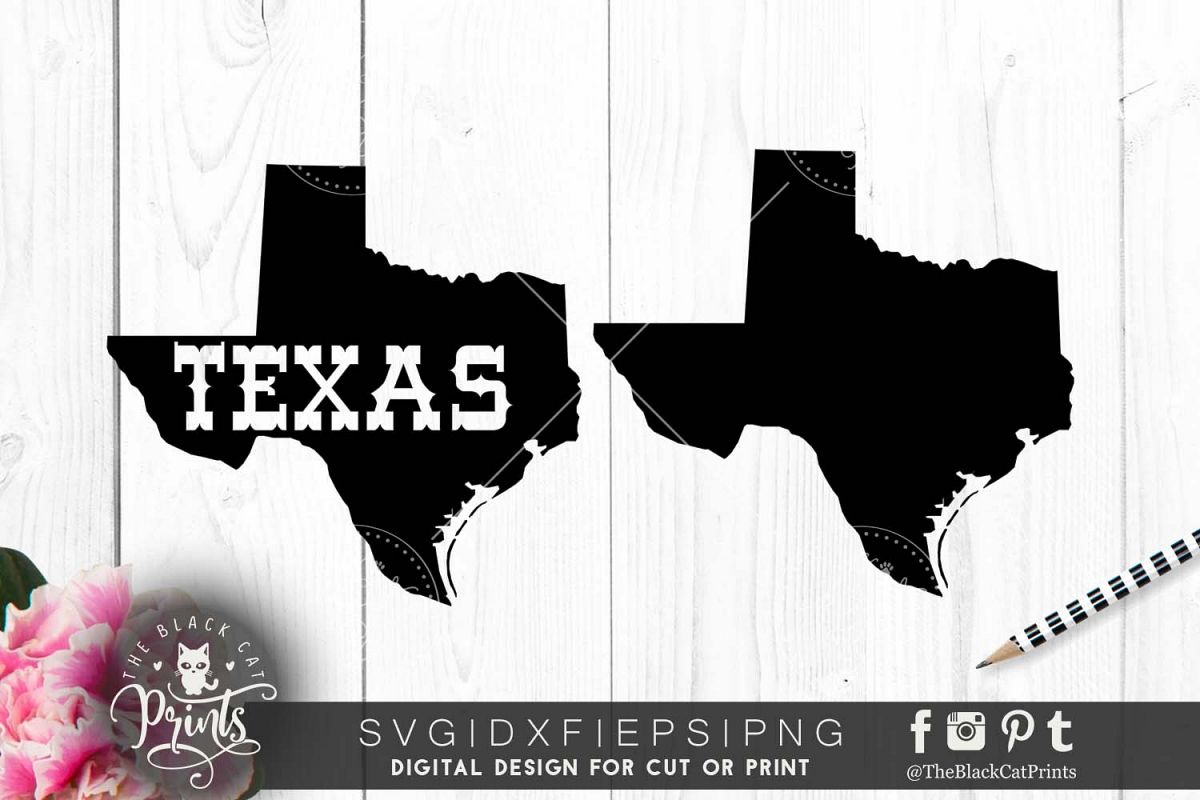 Texas map SVG PNG EPS DXF example image 1