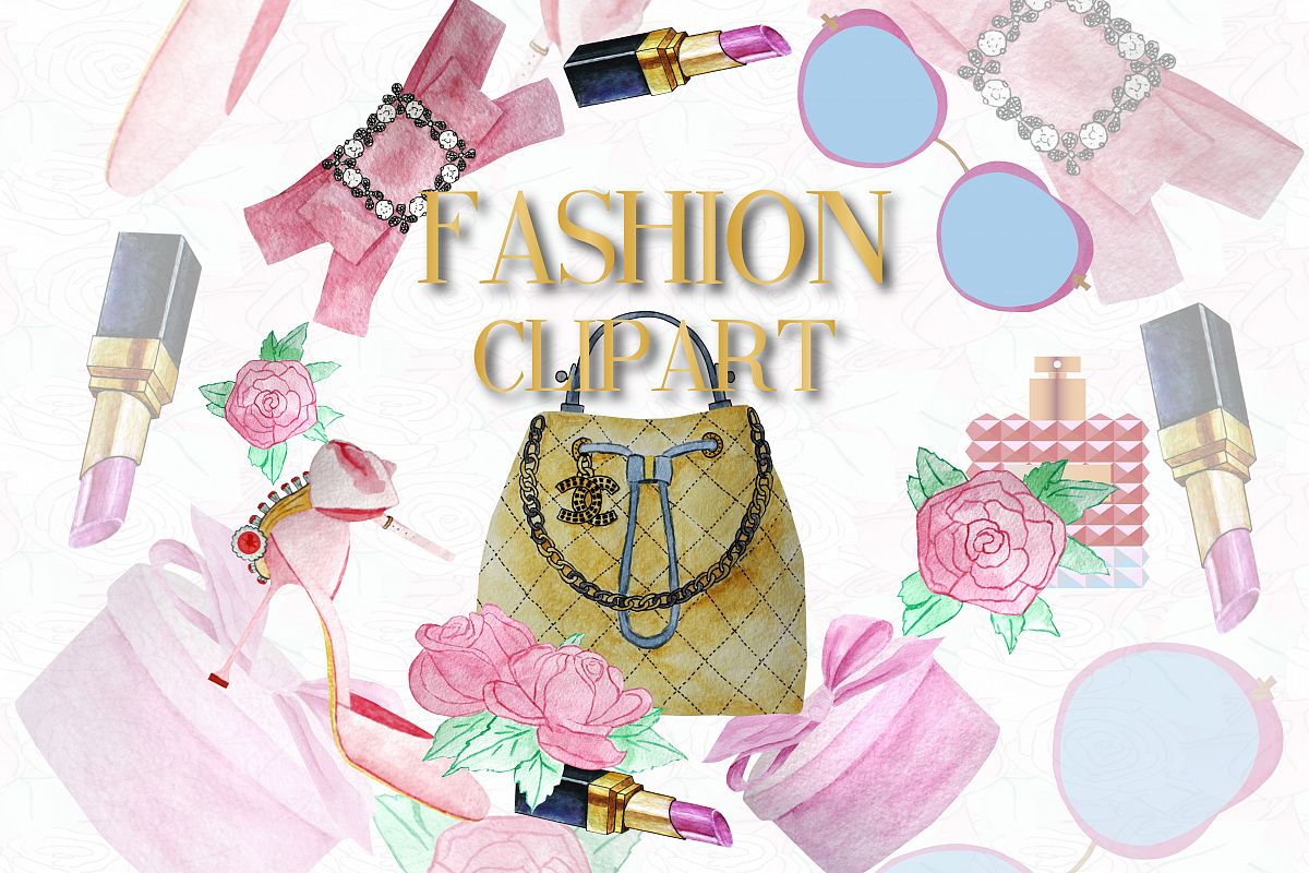 Watercolor Fashion Clipart example image 1