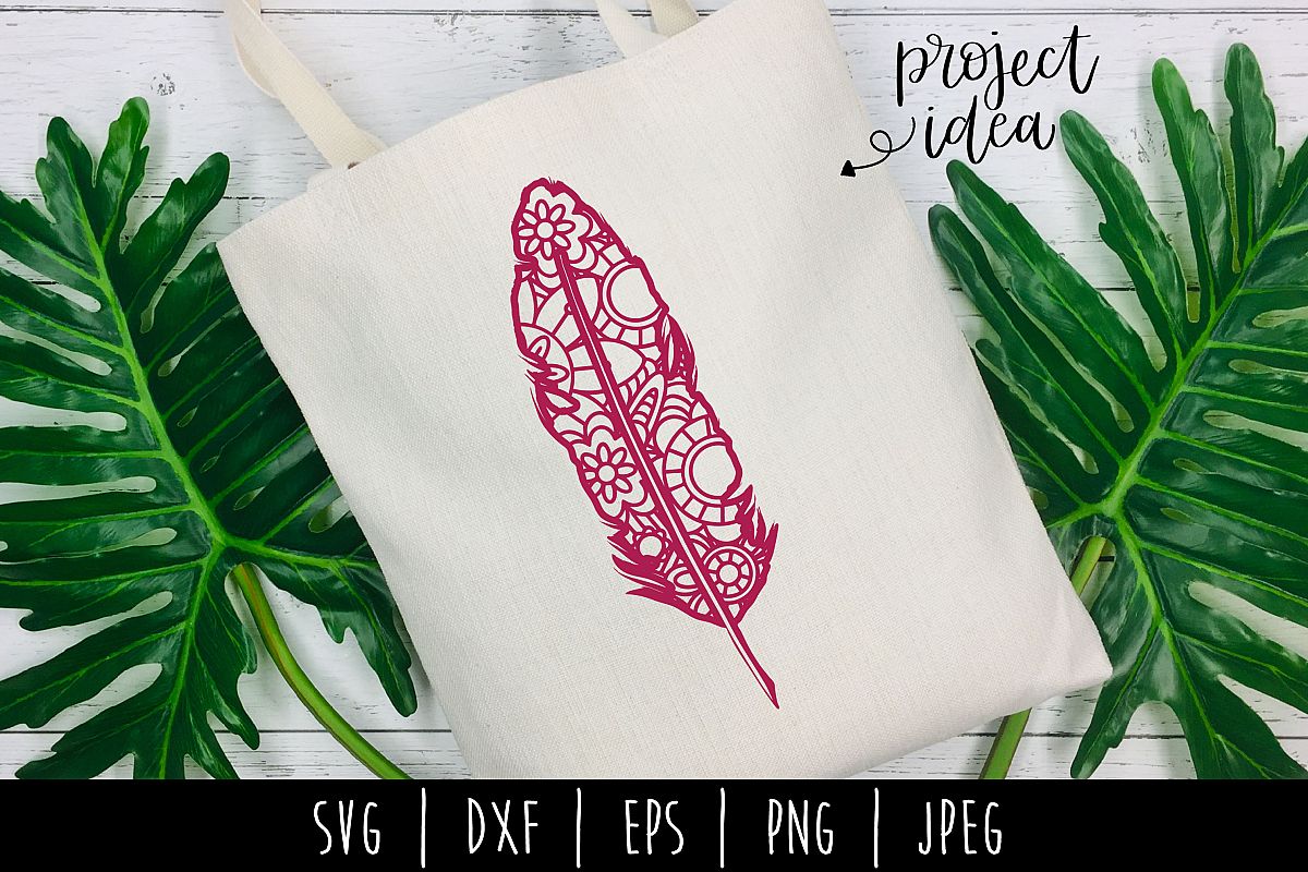 Zentangle Feather SVG, DXF, EPS, PNG JPEG example image 1