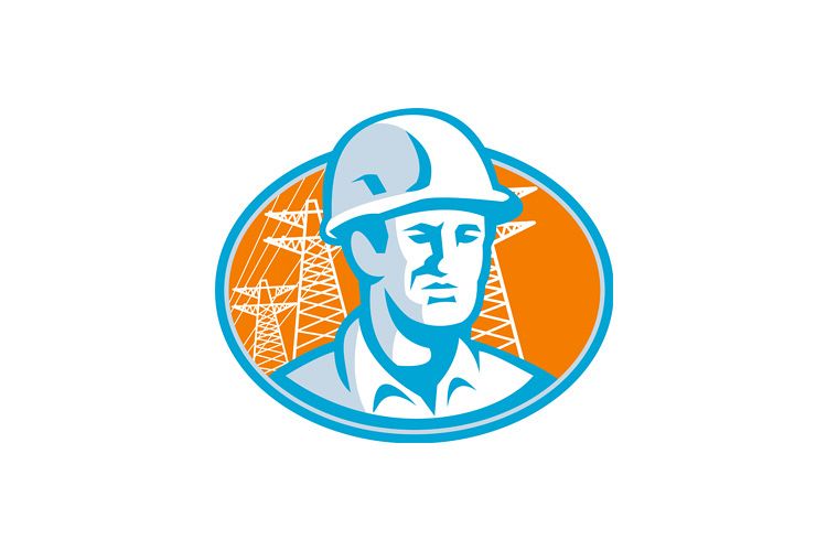 Construction Worker Engineer Pylons Retro example image 1