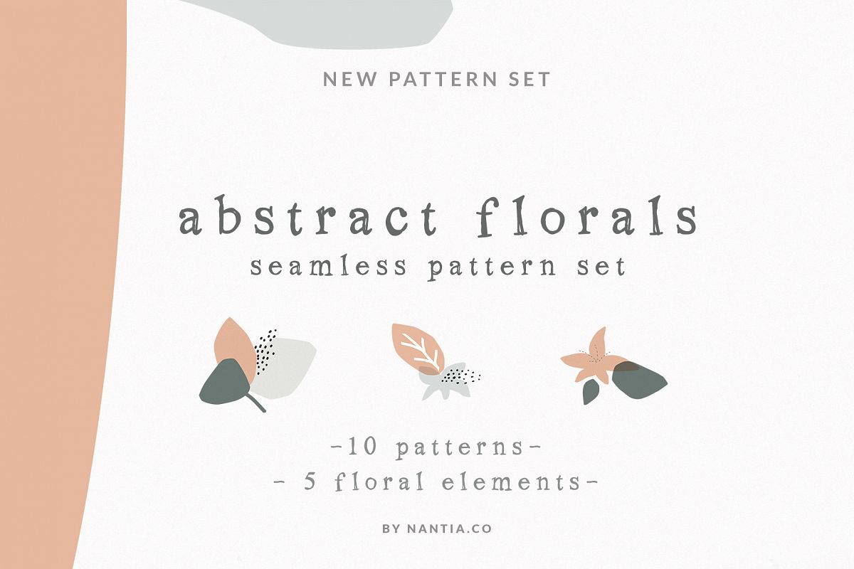 Abstract Floral Seamless Pattern Set example image 1