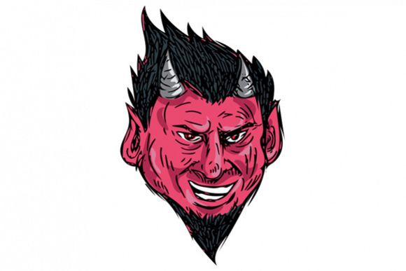 Demon Horns Goatee Head Drawing example image 1