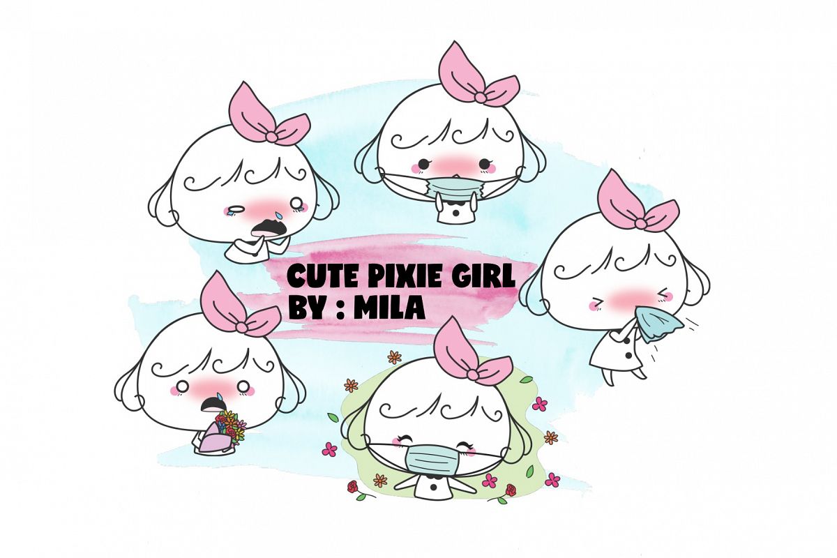 KAWAII GIRL CLIPART BUNDLE PNG example image 1