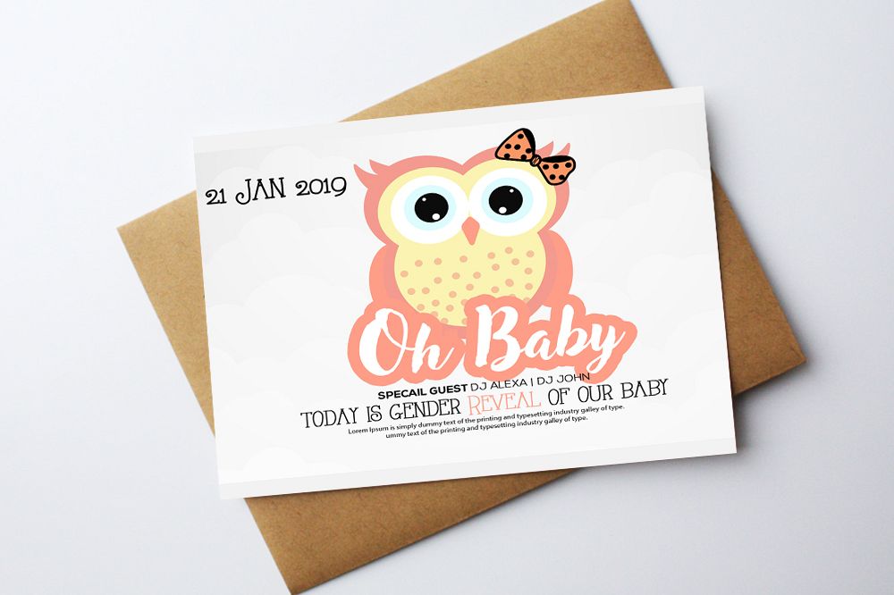 Oh Baby Shower Invitation Card Template example image 1