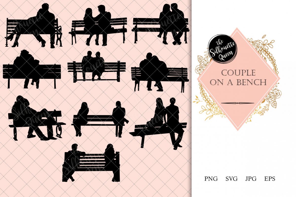 Download Couple on a Bench Silhouette |Playground Old Couple Vector ...