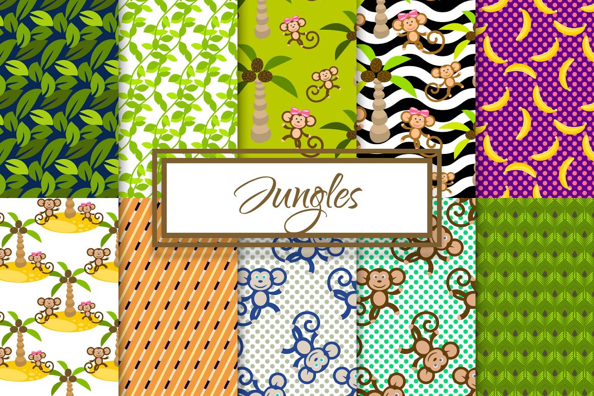 Cartoon Monkey in Jungles Patterns example image 1