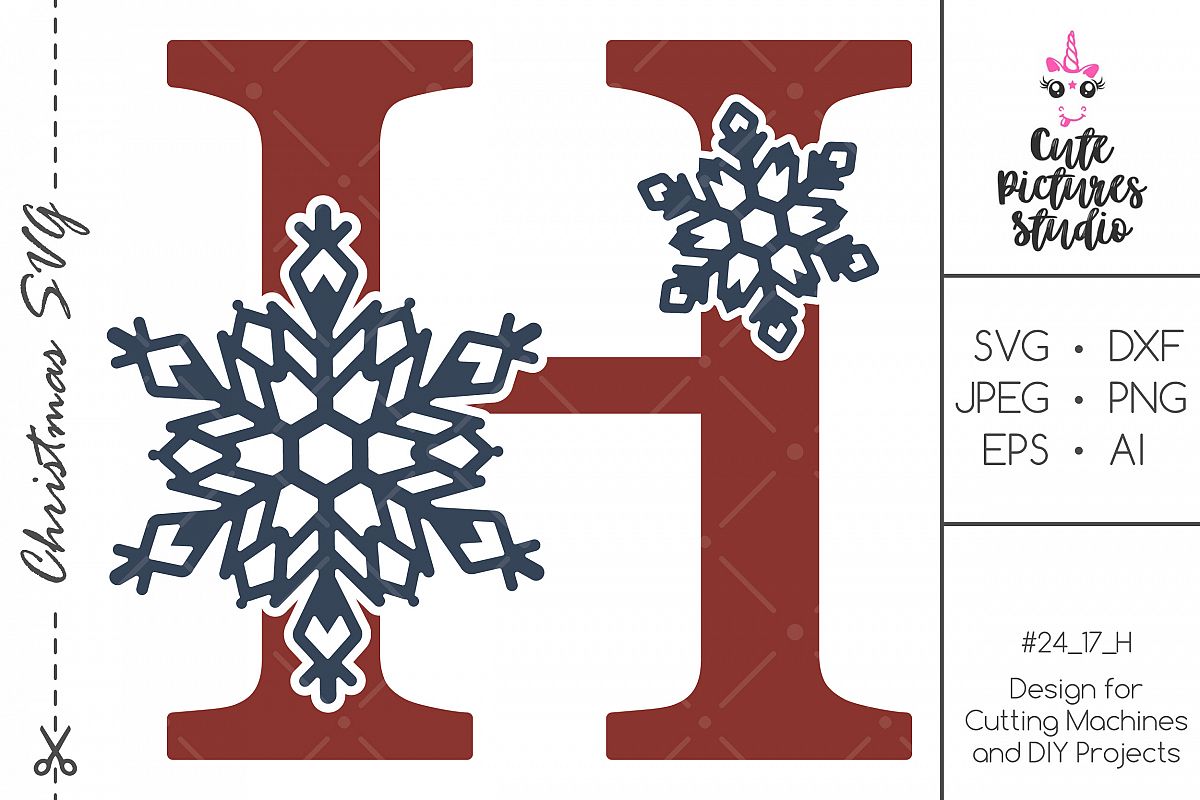 Download Christmas monogram svg. Snowflake letter 'H' SVG, DXF, PNG (383631) | SVGs | Design Bundles
