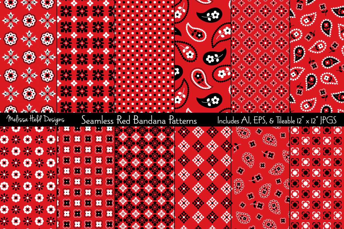 Seamless Red Bandana Patterns (150471) Patterns Design Bundles