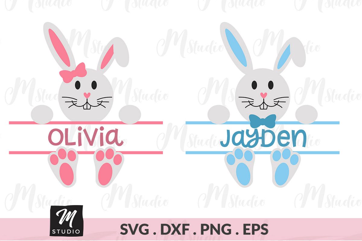 Split Bunny monogram svg. example image 1