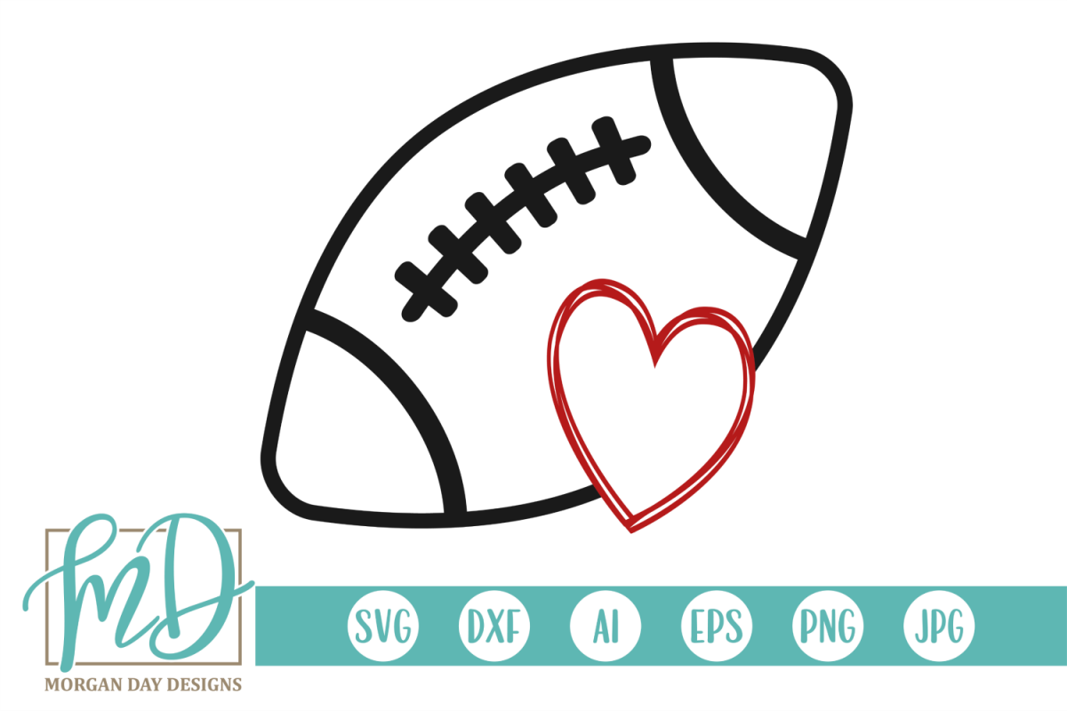 Football with Heart SVG, DXF, AI, EPS, PNG, JPEG