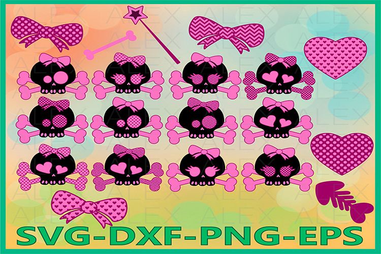 Cute Skull Girl Svg, Halloween, Girl Skull Svg, Skull Svg example image 1