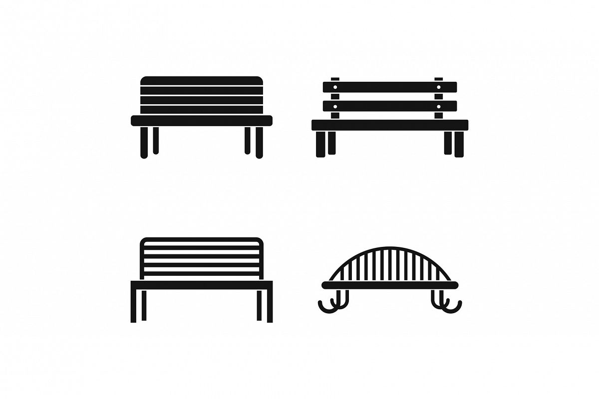 Bench icon set, simple style example image 1