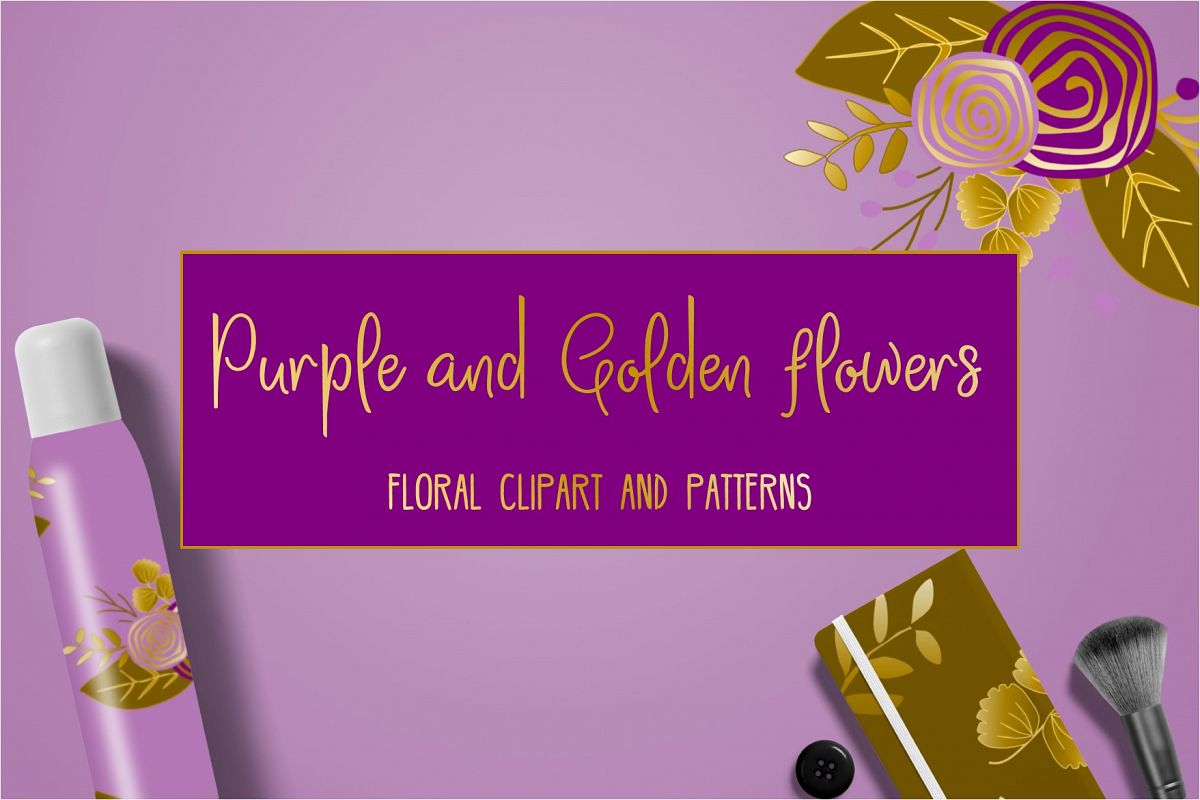 Purple and golden floral collection. example image 1