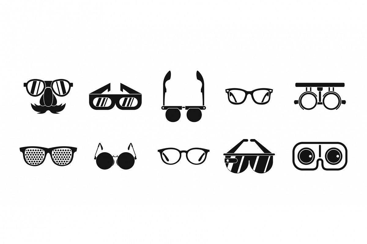 Glasses icon set, simple style example image 1