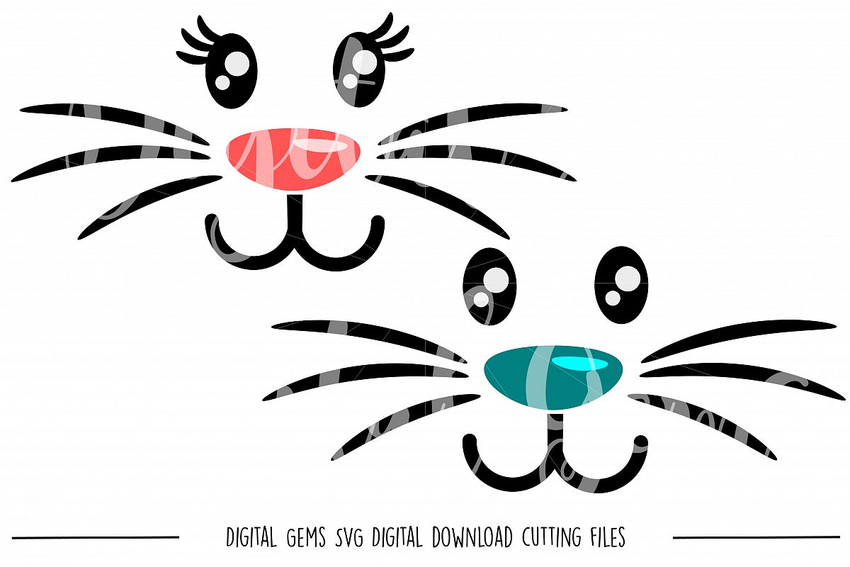 Rabbit Faces SVG / PNG Files example image 1