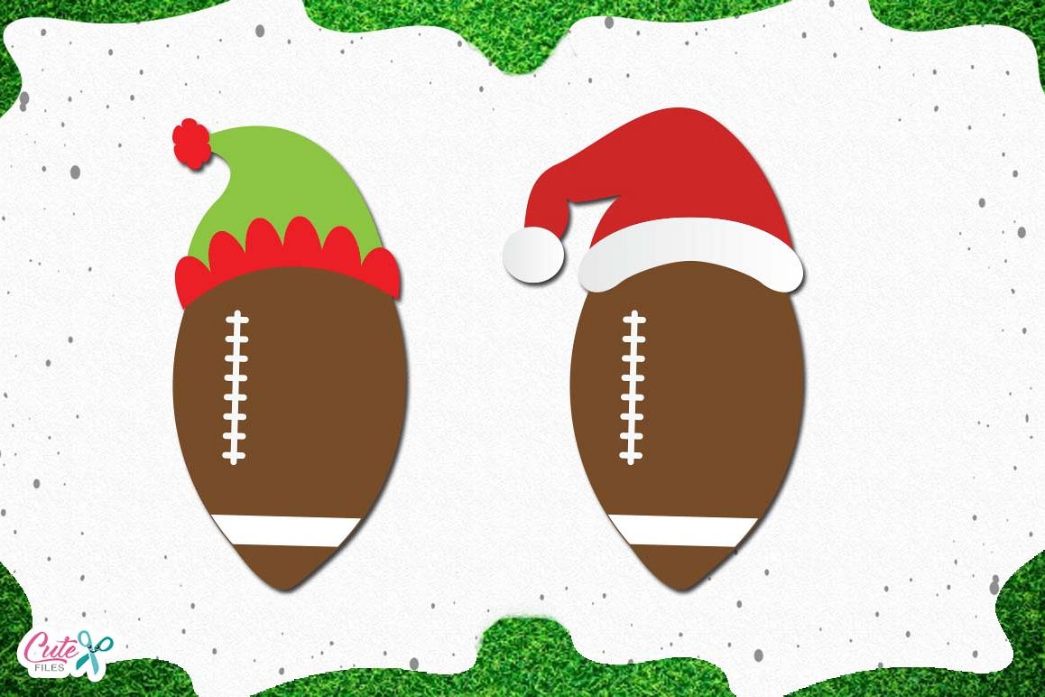 Football with santa and elf hats SVG, cut files for craftter example image 1