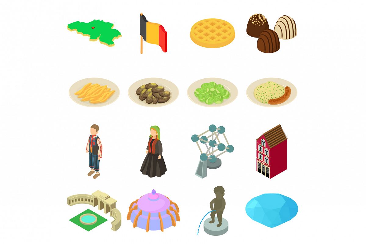 Germany travel icons set, isometric style example image 1