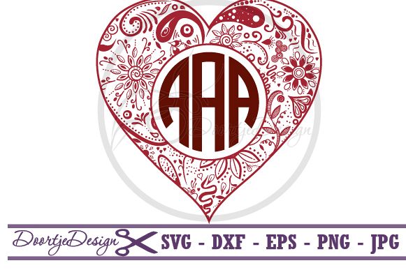 SVG Heart Monogram, SVG monogram Heart example image 1