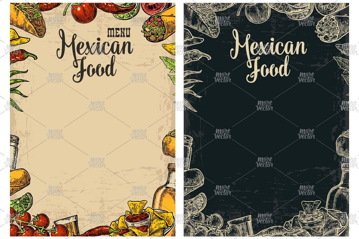 Mexican traditional food restaurant menu engraved example image 1
